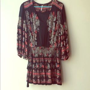 Free People Peasant Black Long Sleeve Dress Small